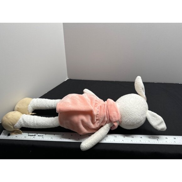 Metoo Plush Bunny Rabbit White Girl Rose Peach Bow Dress Stuffed Animal Soft Toy - Picture 5 of 6
